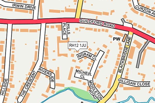 RH12 1JU map - OS OpenMap – Local (Ordnance Survey)