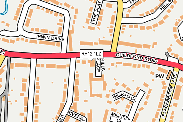 RH12 1LZ map - OS OpenMap – Local (Ordnance Survey)