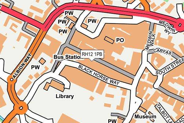 RH12 1PB map - OS OpenMap – Local (Ordnance Survey)