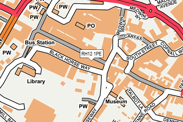 RH12 1PE map - OS OpenMap – Local (Ordnance Survey)