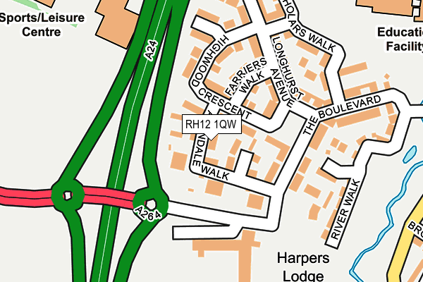 RH12 1QW map - OS OpenMap – Local (Ordnance Survey)