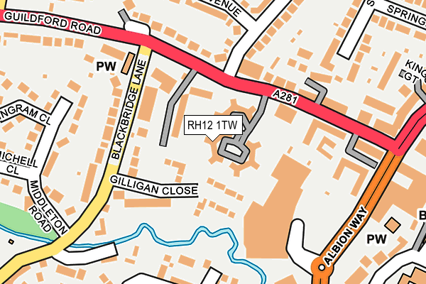 RH12 1TW map - OS OpenMap – Local (Ordnance Survey)