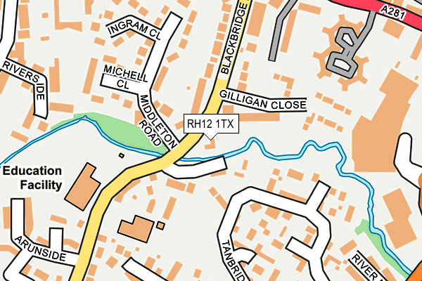 RH12 1TX map - OS OpenMap – Local (Ordnance Survey)