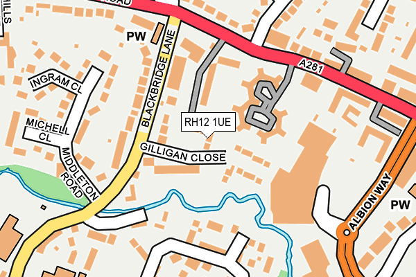 RH12 1UE map - OS OpenMap – Local (Ordnance Survey)