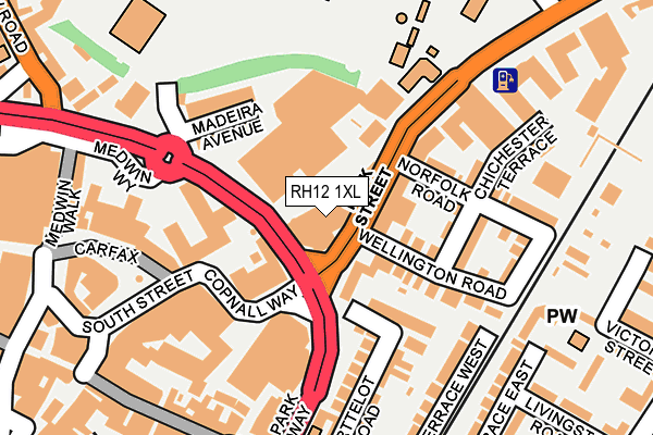 RH12 1XL map - OS OpenMap – Local (Ordnance Survey)