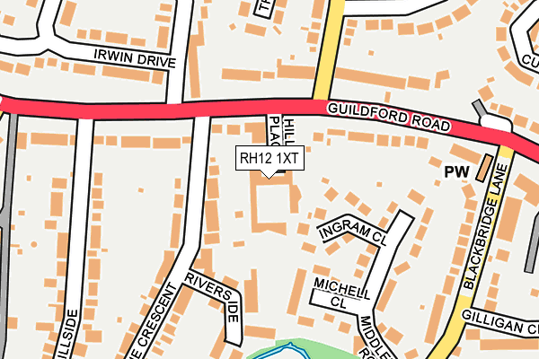 RH12 1XT map - OS OpenMap – Local (Ordnance Survey)