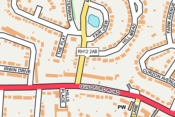 RH12 2AB map - OS OpenMap – Local (Ordnance Survey)