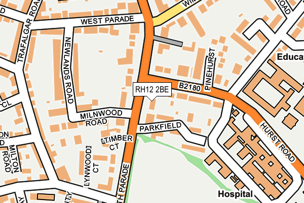 RH12 2BE map - OS OpenMap – Local (Ordnance Survey)