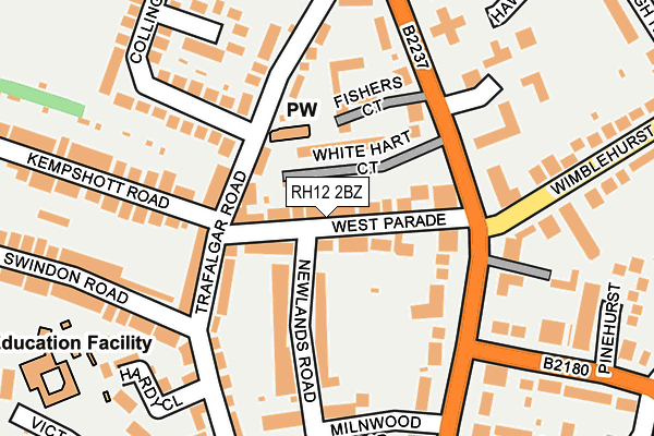 RH12 2BZ map - OS OpenMap – Local (Ordnance Survey)