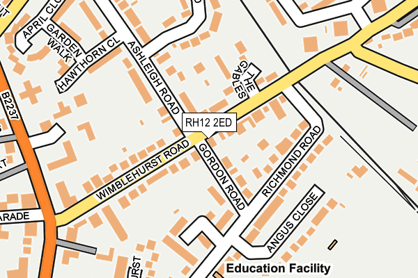 RH12 2ED map - OS OpenMap – Local (Ordnance Survey)