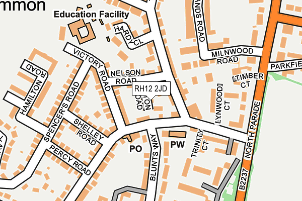 RH12 2JD map - OS OpenMap – Local (Ordnance Survey)