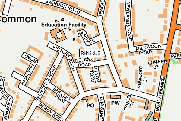 RH12 2JE map - OS OpenMap – Local (Ordnance Survey)