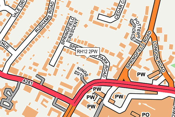 RH12 2PW map - OS OpenMap – Local (Ordnance Survey)