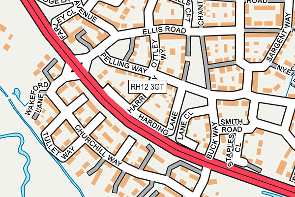 RH12 3GT map - OS OpenMap – Local (Ordnance Survey)