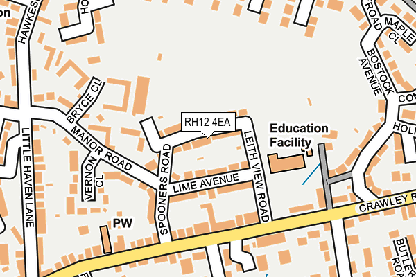 RH12 4EA map - OS OpenMap – Local (Ordnance Survey)