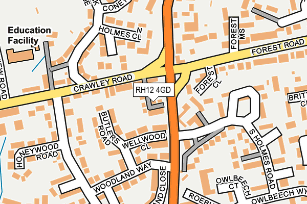 RH12 4GD map - OS OpenMap – Local (Ordnance Survey)