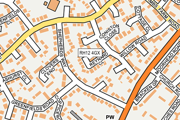 RH12 4GX map - OS OpenMap – Local (Ordnance Survey)