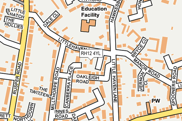 RH12 4YL map - OS OpenMap – Local (Ordnance Survey)