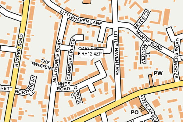 RH12 4ZP map - OS OpenMap – Local (Ordnance Survey)