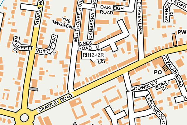 RH12 4ZR map - OS OpenMap – Local (Ordnance Survey)