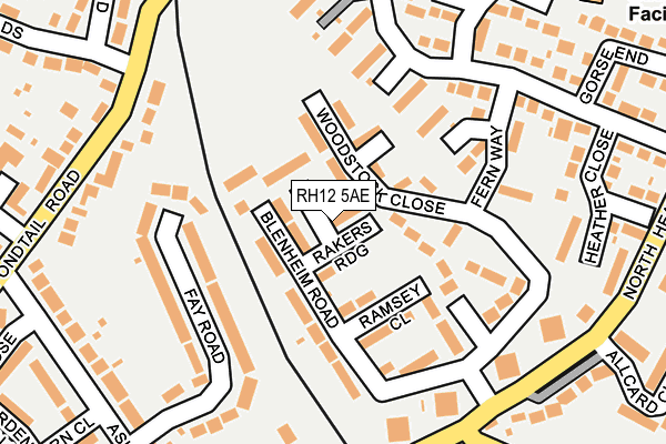 RH12 5AE map - OS OpenMap – Local (Ordnance Survey)