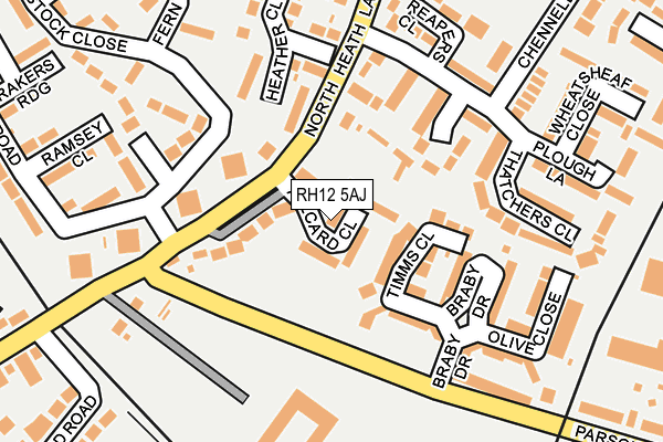 RH12 5AJ map - OS OpenMap – Local (Ordnance Survey)