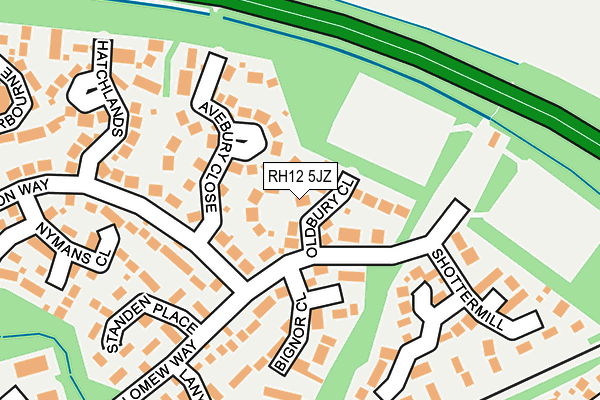 RH12 5JZ map - OS OpenMap – Local (Ordnance Survey)