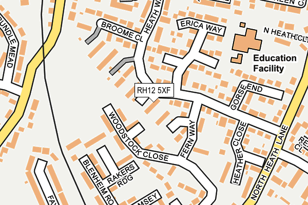 RH12 5XF map - OS OpenMap – Local (Ordnance Survey)