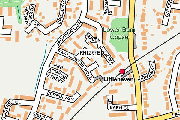 RH12 5YE map - OS OpenMap – Local (Ordnance Survey)