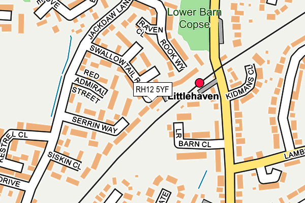RH12 5YF map - OS OpenMap – Local (Ordnance Survey)