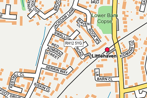 RH12 5YG map - OS OpenMap – Local (Ordnance Survey)