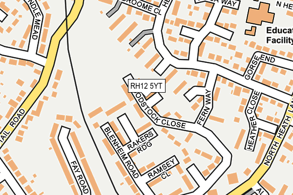 RH12 5YT map - OS OpenMap – Local (Ordnance Survey)