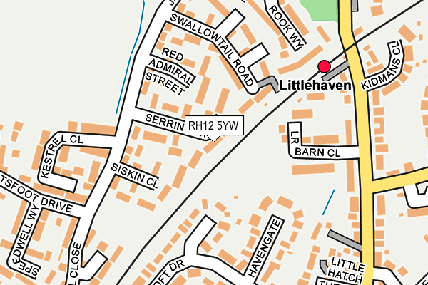 RH12 5YW map - OS OpenMap – Local (Ordnance Survey)