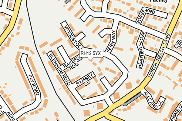 RH12 5YX map - OS OpenMap – Local (Ordnance Survey)