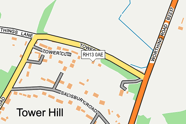 RH13 0AE map - OS OpenMap – Local (Ordnance Survey)