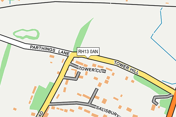 RH13 0AN map - OS OpenMap – Local (Ordnance Survey)