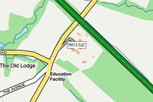 RH13 0JZ map - OS OpenMap – Local (Ordnance Survey)