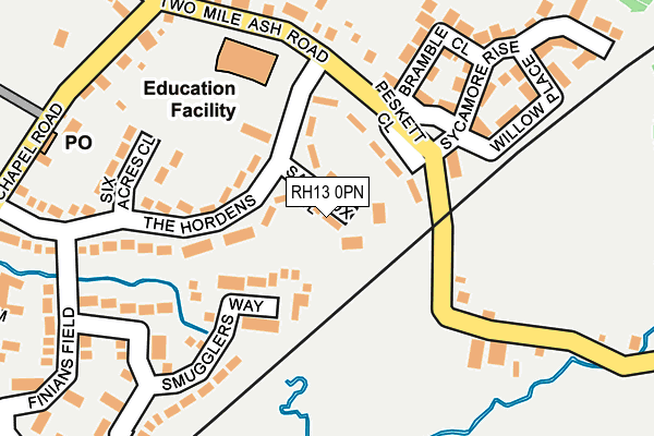 RH13 0PN map - OS OpenMap – Local (Ordnance Survey)