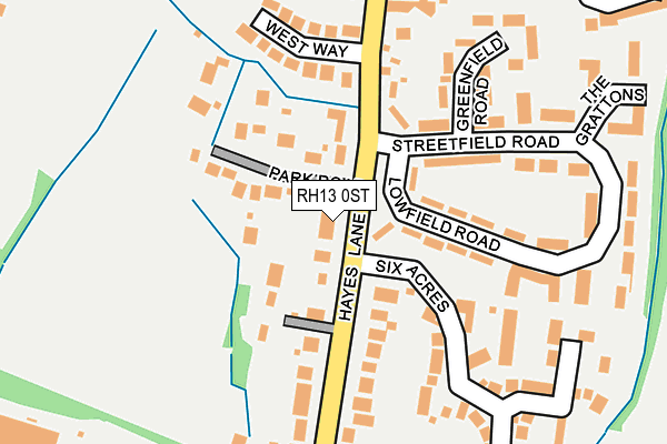 RH13 0ST map - OS OpenMap – Local (Ordnance Survey)