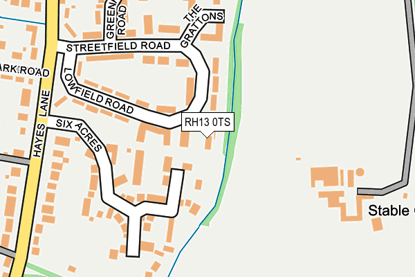 RH13 0TS map - OS OpenMap – Local (Ordnance Survey)