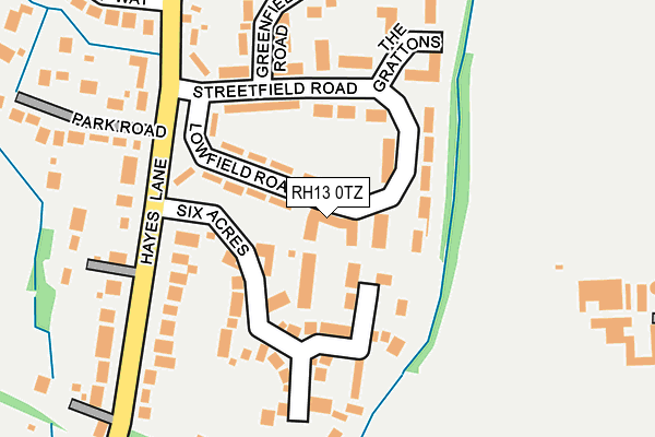 RH13 0TZ map - OS OpenMap – Local (Ordnance Survey)