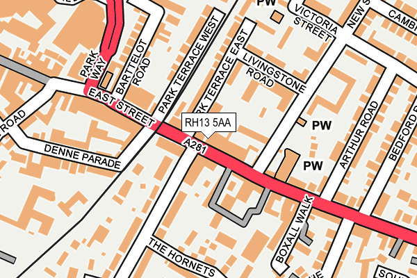 RH13 5AA map - OS OpenMap – Local (Ordnance Survey)
