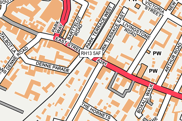 RH13 5AF map - OS OpenMap – Local (Ordnance Survey)