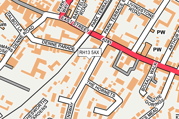 RH13 5AX map - OS OpenMap – Local (Ordnance Survey)