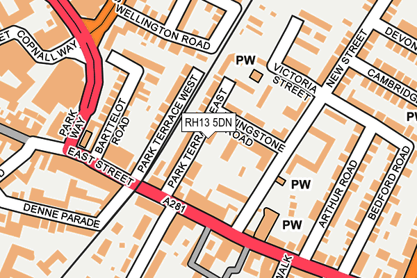 RH13 5DN map - OS OpenMap – Local (Ordnance Survey)