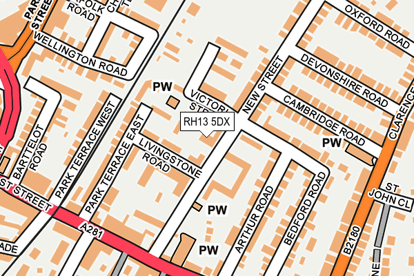 RH13 5DX map - OS OpenMap – Local (Ordnance Survey)