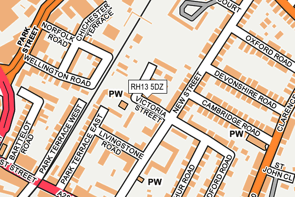 RH13 5DZ map - OS OpenMap – Local (Ordnance Survey)