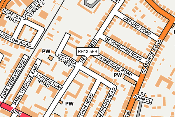 RH13 5EB map - OS OpenMap – Local (Ordnance Survey)