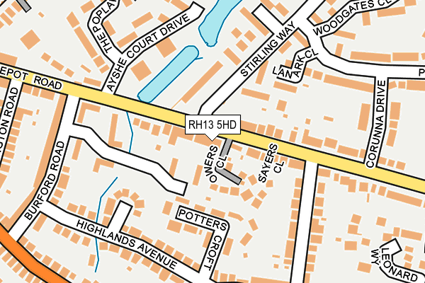 RH13 5HD map - OS OpenMap – Local (Ordnance Survey)