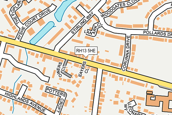 RH13 5HE map - OS OpenMap – Local (Ordnance Survey)